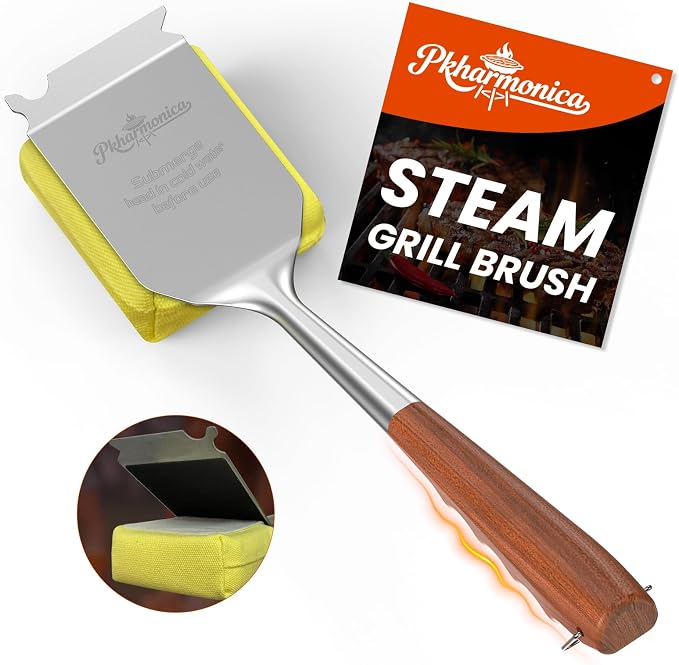 Grill Brush Bristle Free w/Replaceable Yellow Head, Enamel Safe, MAX Stainless by Unknown