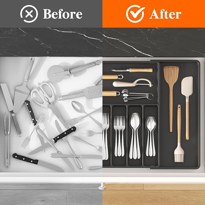 Lifewit Silverware Drawer Organizer, Expandable from 16.9 to 30 inches - Image 6