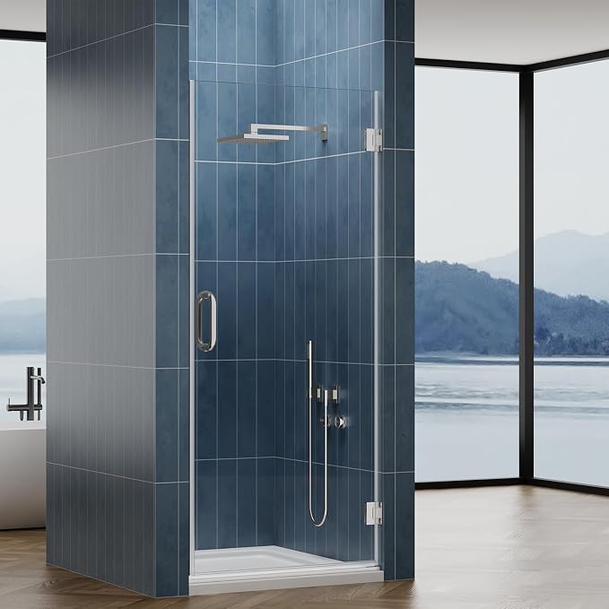 Framelss Hinged Shower Door, 3/8" Tempered Glass - Image 2