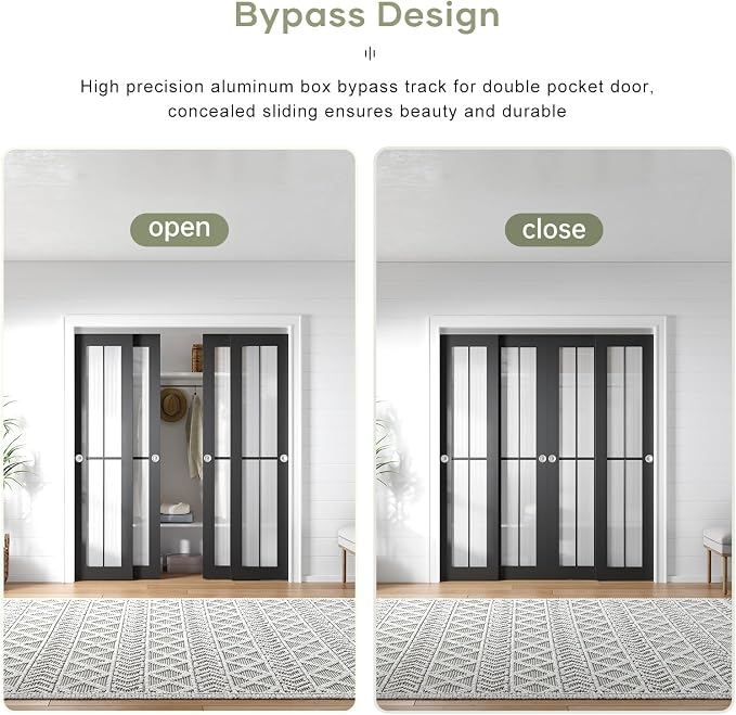 EaseLife 8FT/96in Bypass Double Sliding Pocket Door Hardware Kit, Commercial - Image 3