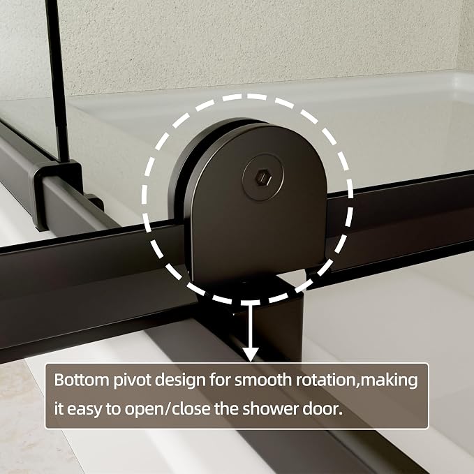 56-60" W x 71" H Pivot Swing Glass Shower Door, Pivot Frame Shower Door - Image 5