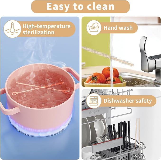 2Pcs Silicone Straw Cleaner Brush, 9.84in Reusable Straw Cleaner - Image 6
