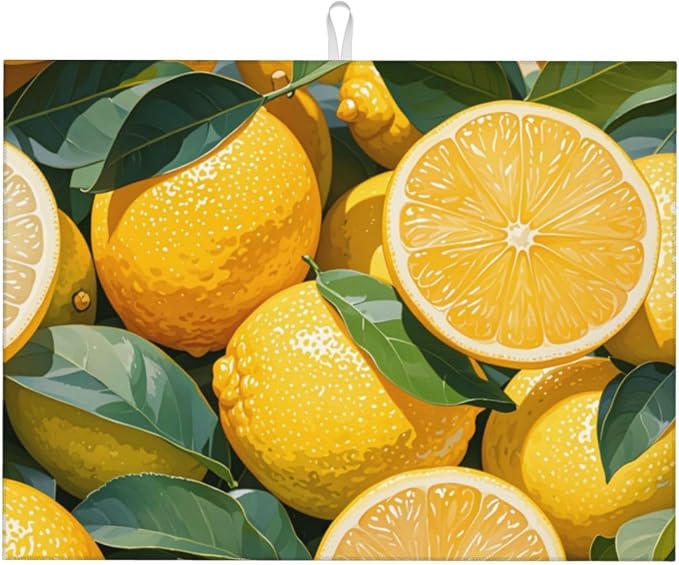 lemon Dish Drying Mat Highly Absorbent Double-Sided Microfiber by Ovitssrk