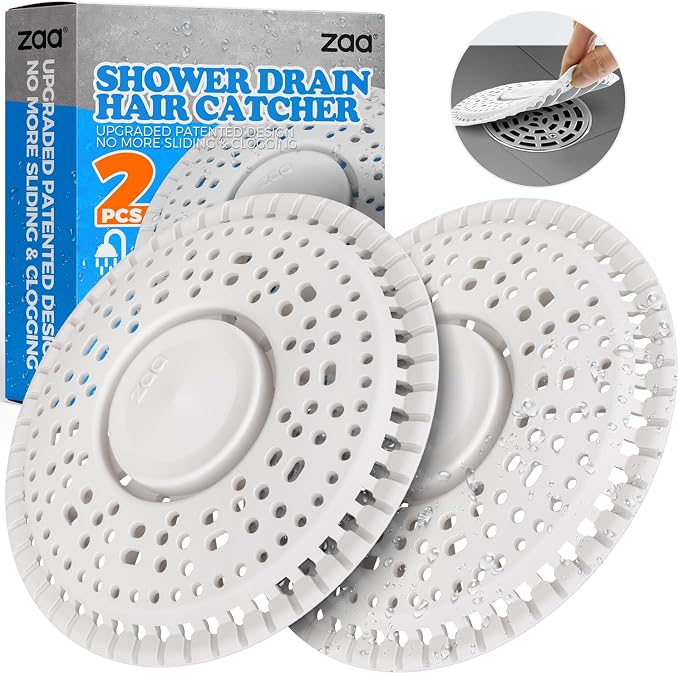 zaa Shower Drain Hair Catcher, 2 Pack Premium Silicone Drain Protector & Shower by zaa
