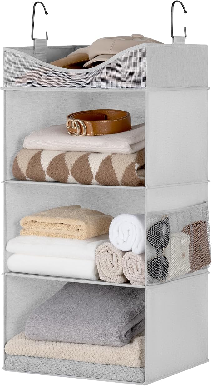 StorageWorks Hanging Closet Organizer, 3-Shelf Hanging Closet Shelves by StorageWorks