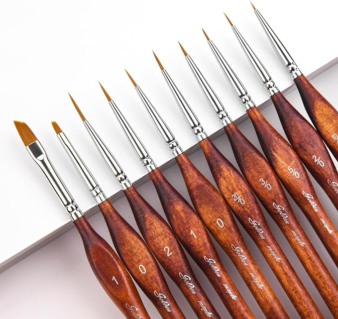 Golden Maple Miniature Model Paint Brushes-10pcs Micro Detail Paint Brush Set by goldenmaple