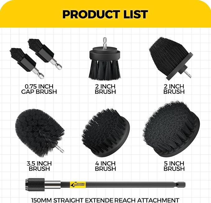 Holikme 8 Piece Drill Brush Attachments Set, Power Scrubber Brush - Image 2