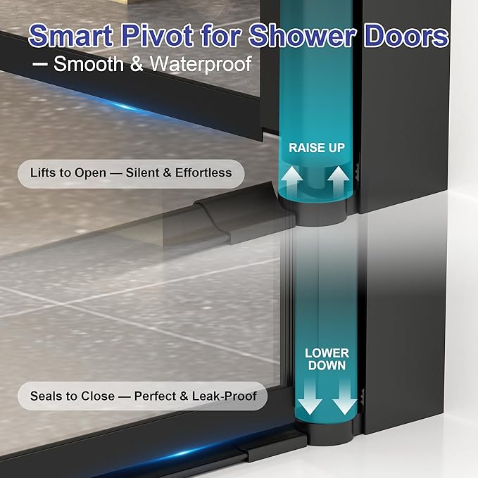 Frameless Pivot Shower Door 28"-30" W x 72" H, Swing Shower Glass Doors - Image 5