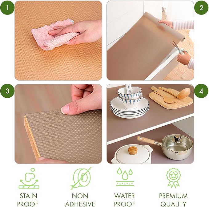 EVALAND 17.7" x 33 FT Non-Slip Shelf Liner, Non-Adhesive, Waterproof Pantry - Image 5
