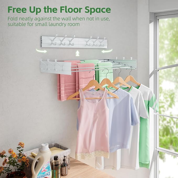 Wall Mounted Drying Rack 31.5", Foldable Clothes Drying Rack - Image 3