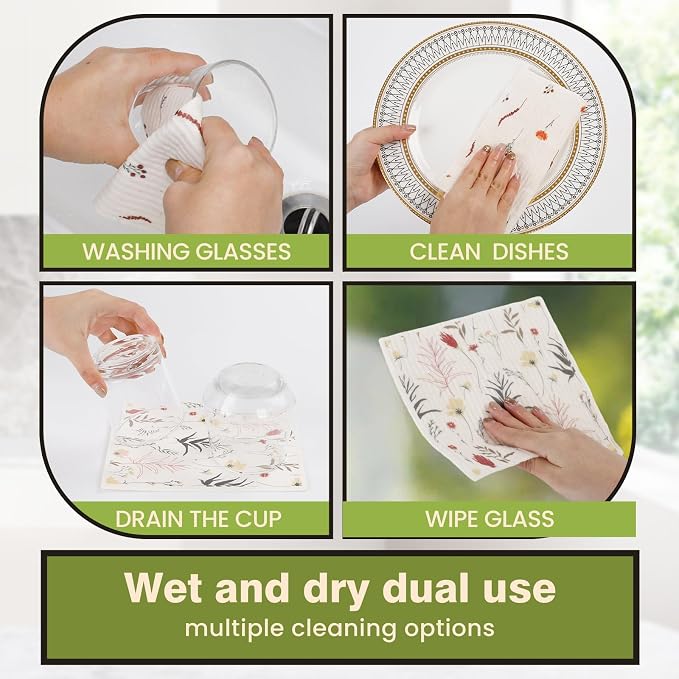 Swedish Dishcloths for Kitchen Reusable 6 Pack Kitchen Towels No Odor - Image 5