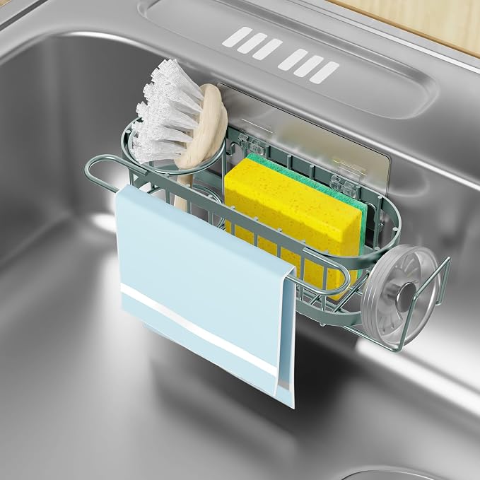 Cisily Sage Green Kitchen Sink Caddy Sponge Holder in the Sink, Stainless Steel by CISILYHOMELIFE