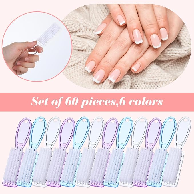 60 Pcs Nail Scrubber Brushes Bulk Handle Grip Manicure Brushes - Image 5