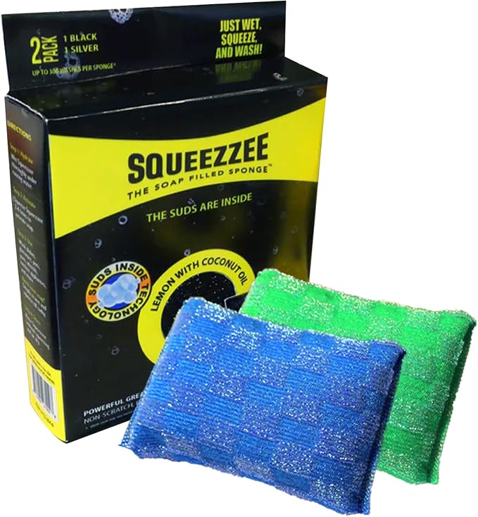 Squeezzee Soap Filled Scrubber Sponges 2-Pack by Squeezzee