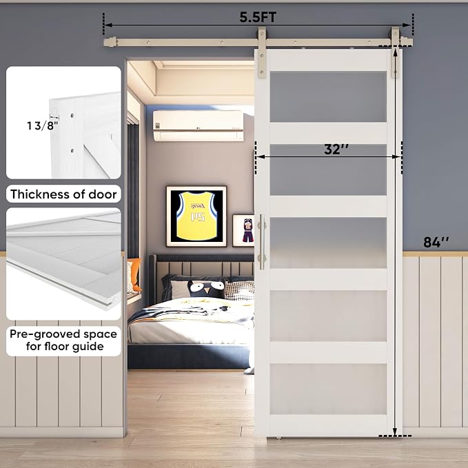 BARNSMITH 32in x 84in Glass Barn Door - Image 9