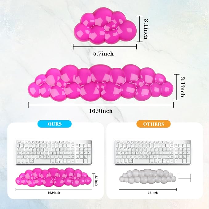 Gel Cloud Keyboard and Mouse Wrist Rest, Cute Wrist Support and Arm Support - Image 5