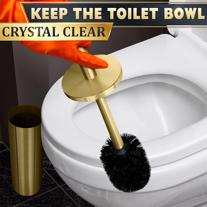 Gold Toilet Brush and Holder Set - Image 5