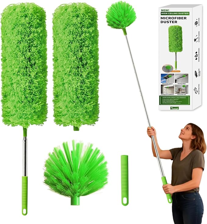 Cobweb Duster with Extension Pole, Washable Cleaning Duster Kit with 3 Duster by Unknown