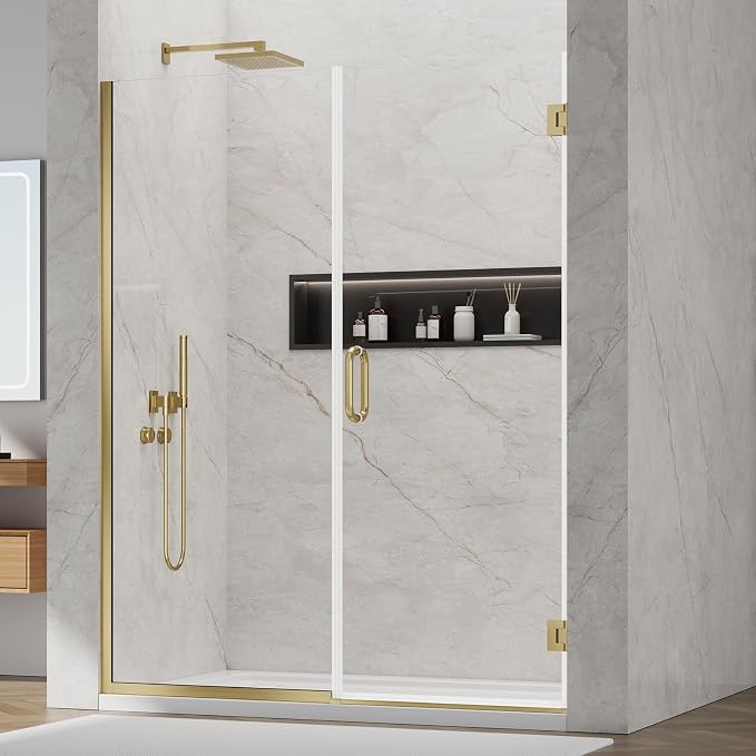 Pivot Shower Door, Adjustable Width 58.5-60" W x 76" H Hinged Shower Glass Door by Wemakeexcellentshowerdoors