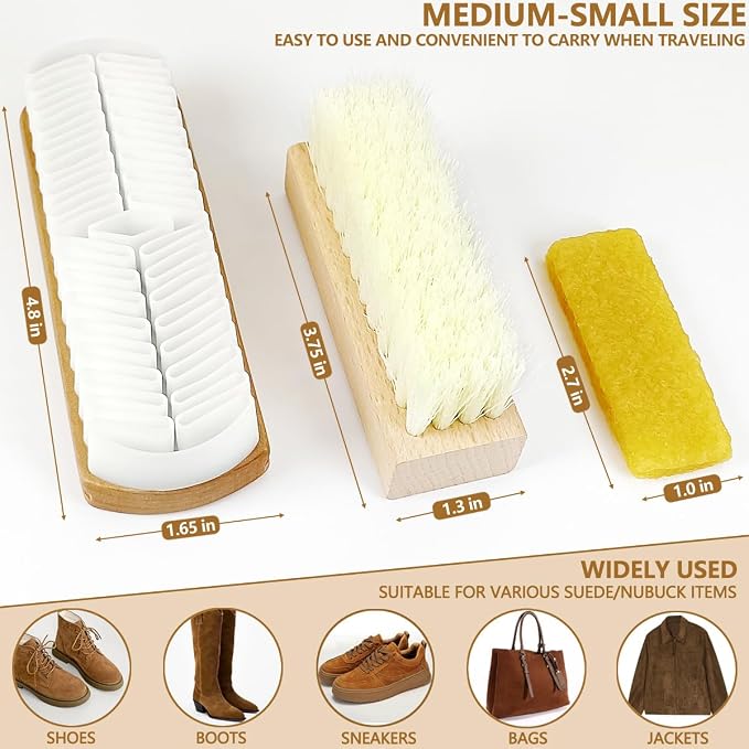 3Pcs Suede Shoe Brush and Eraser Suede Nubuck Cleaning Brush - Image 6