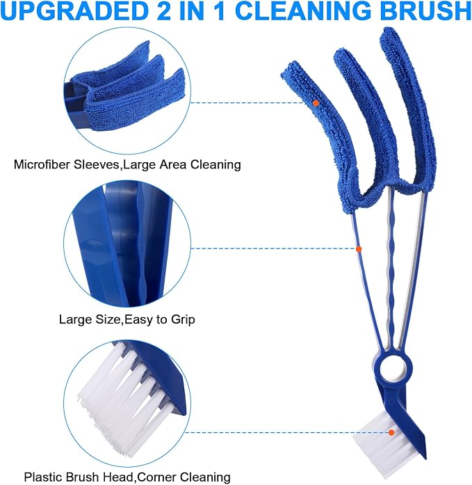 2 in 1 Window Blind Cleaner Duster Tool, Dual Brush Head, - Image 2