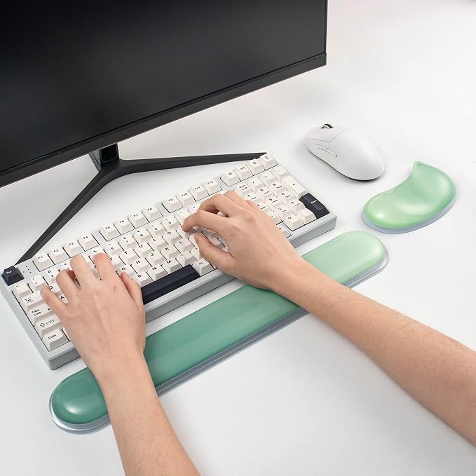 Gel Keyboard and Mouse Wrist Rest Set –Green Clear Wrist Rest - Image 3