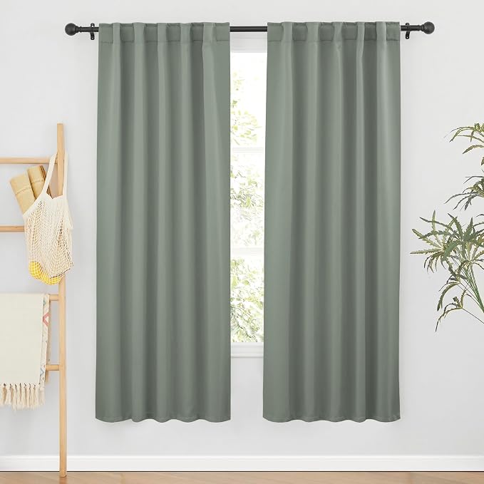 RYB HOME Sage Green Curtains for Bedroom, Vertical Privacy UV Protection Shades by RYBHOME