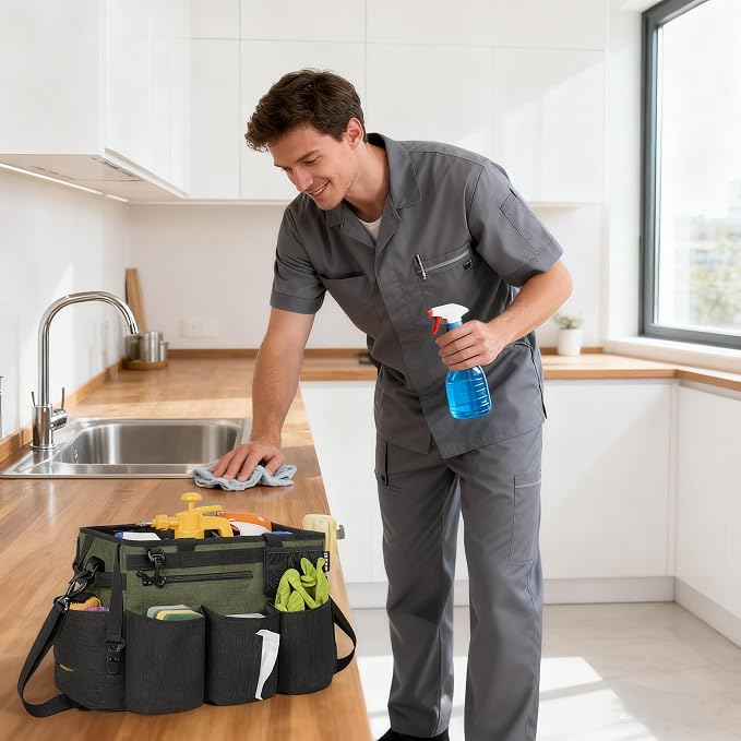 Wearable Cleaning Caddy Bag for Cleaning Supplies, Large Capacity Cleaning - Image 7