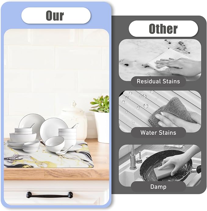 Sofort Dish Drying Mat for Kitchen Counter, Super Absorbent Drying Mats for - Image 6
