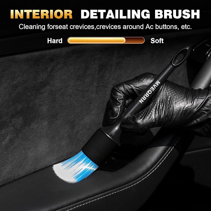 7PCS Car Detailing Brush Set, Boars Bristle Car Cleaning Detail Brush kit - Image 4