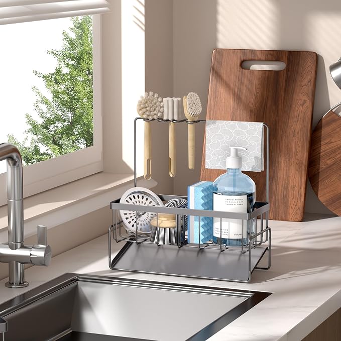 NET MEYA Sponge Holder for Kitchen Sink, Stainless Steel Sink Caddy - Image 7