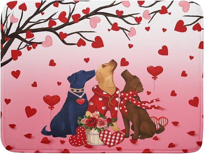 Love Dog Dish Drying Mat 18"x24" Red Heart Microfiber Dish Drainer Mat Hanging by Giwawa