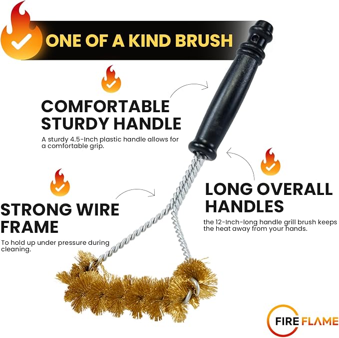 Fireflame BBQ Grill Brush – Non-Scratch Brass Bristles - Image 5