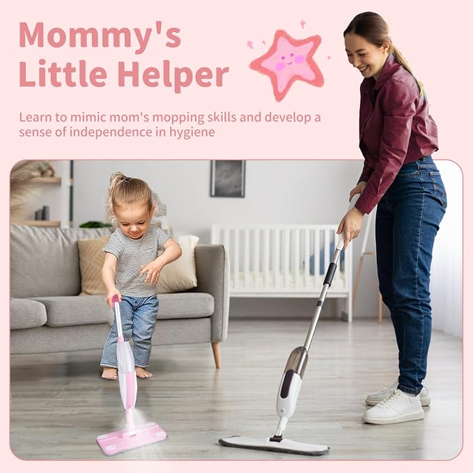 Kids Spray Mop, Fun & Functional Toddler Cleaning Set, Real Working Mop - Image 7