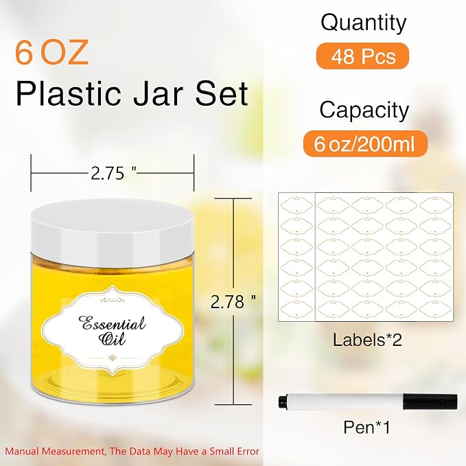 Plastic Jars 6 OZ, Home Kitchen Food, Arts Crafts - Image 2