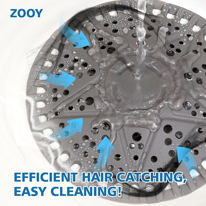 ZOOY Shower Drain Hair Catcher, 2 Pack 5.5 Inch Silicone Drain Cover - Image 6