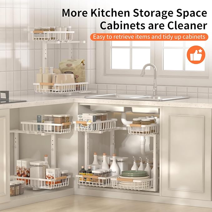 Under Sink Organizer, Under Sink Organizers and Storage, 2-Tier Pull Out Under - Image 8