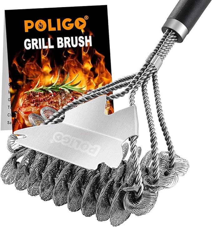 POLIGO BBQ Grill Cleaning Brush Bristle Free & Scraper by POLIGO