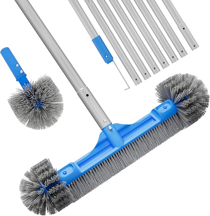 Pool Brush Set - 20’’ 2-in-1 Detachable Round Brush by TidyMister