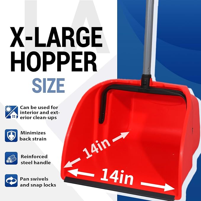 Commercial Broom and Dustpan Set, Jumbo Lobby Debris Dustpan, Heavy Duty Broom - Image 3