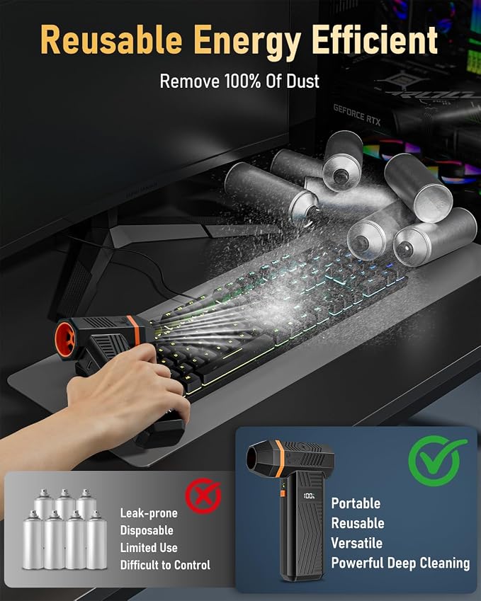 Compressed Air Duster, 180000RPM Electric Air Duster - Image 7