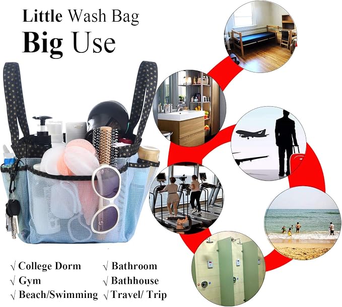 Haundry Mesh Shower Caddy Bag, Portable Shower Caddy Tote Organizer - Image 7