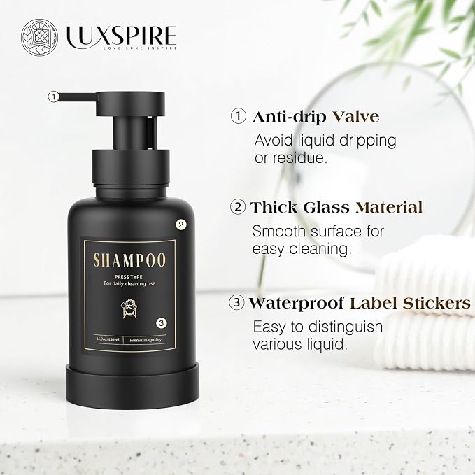 Luxspire Foaming Soap Dispenser, Glass Foam Pump Soap Dispenser, Non-Slip - Image 3