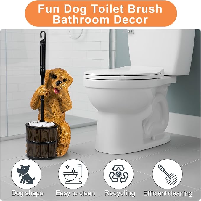 Toilet Brush Holder Set for Bathroom Super Cute Dog Base Solidly Toilet Bowl - Image 2