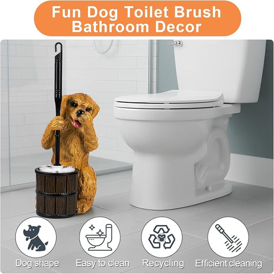 Toilet Brush Holder Set for Bathroom Super Cute Dog Base Solidly Toilet Bowl - Image 2