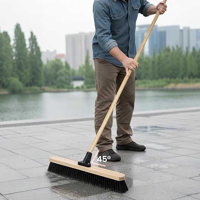ALANNG 24” Push Brooms for Indoor and Outdoor, Heavy Duty Broom for Sweeping - Image 2