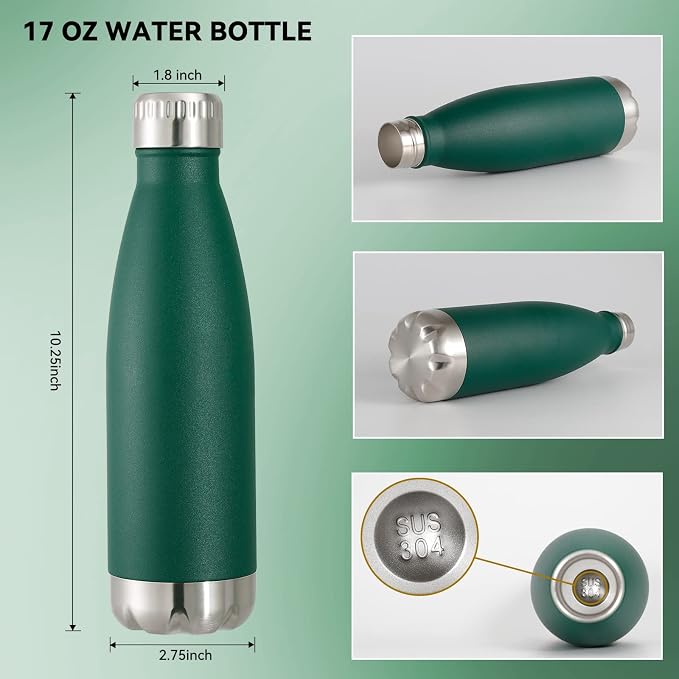 VEGOND 17oz Stainless Steel Water Bottles, Reusable Metal Sports Water Bottle - Image 3