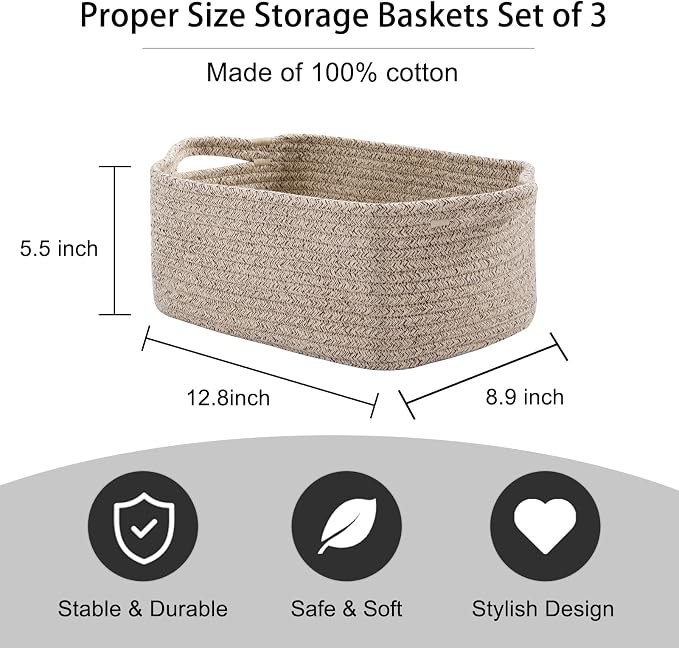 OIAHOMY Cotton Rope Baskets, Woven Baskets - Image 3