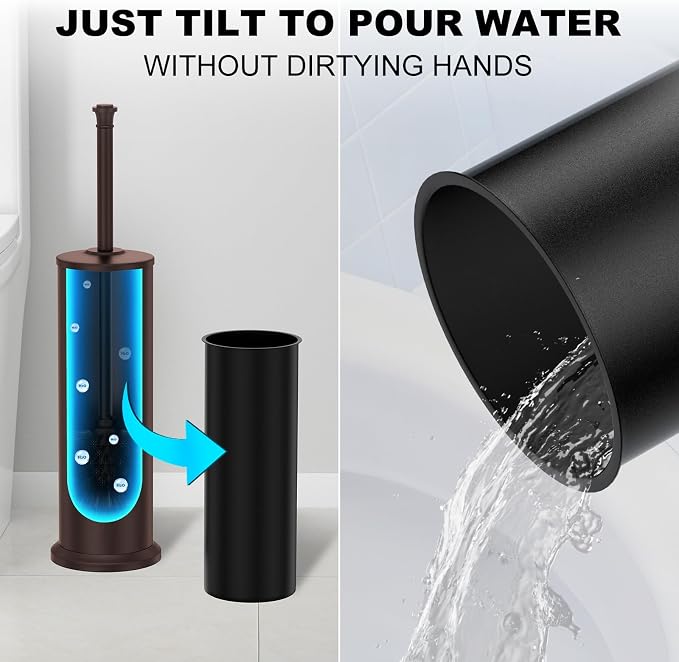Bronze Toilet Brush and Holder，Extra Long Handled Toilet Brush - Image 6