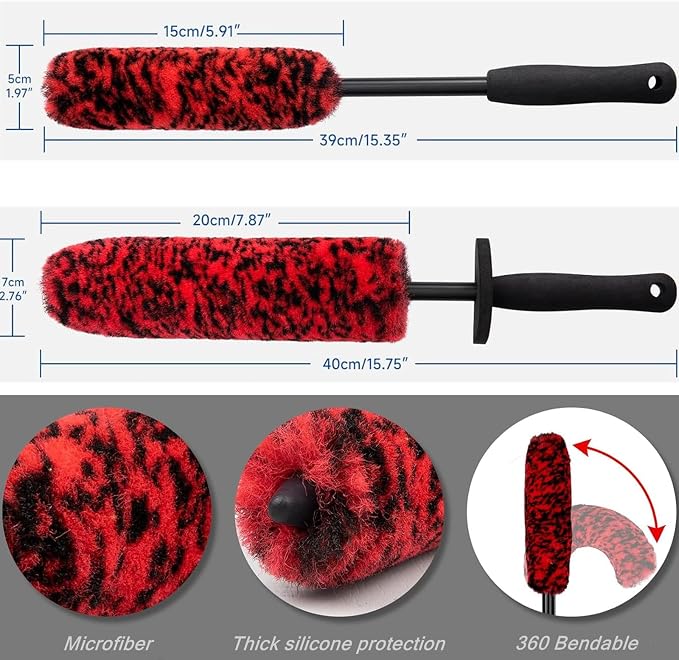 4PCS Wheel Brush Kit for Cleaning Wheel and Tire, Wheel and Rim Brush, Car - Image 2